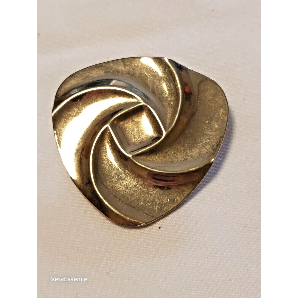 Vtg Signed Jeri Lou Gold tone metal lady's girl scarf dress clip costume jewelry